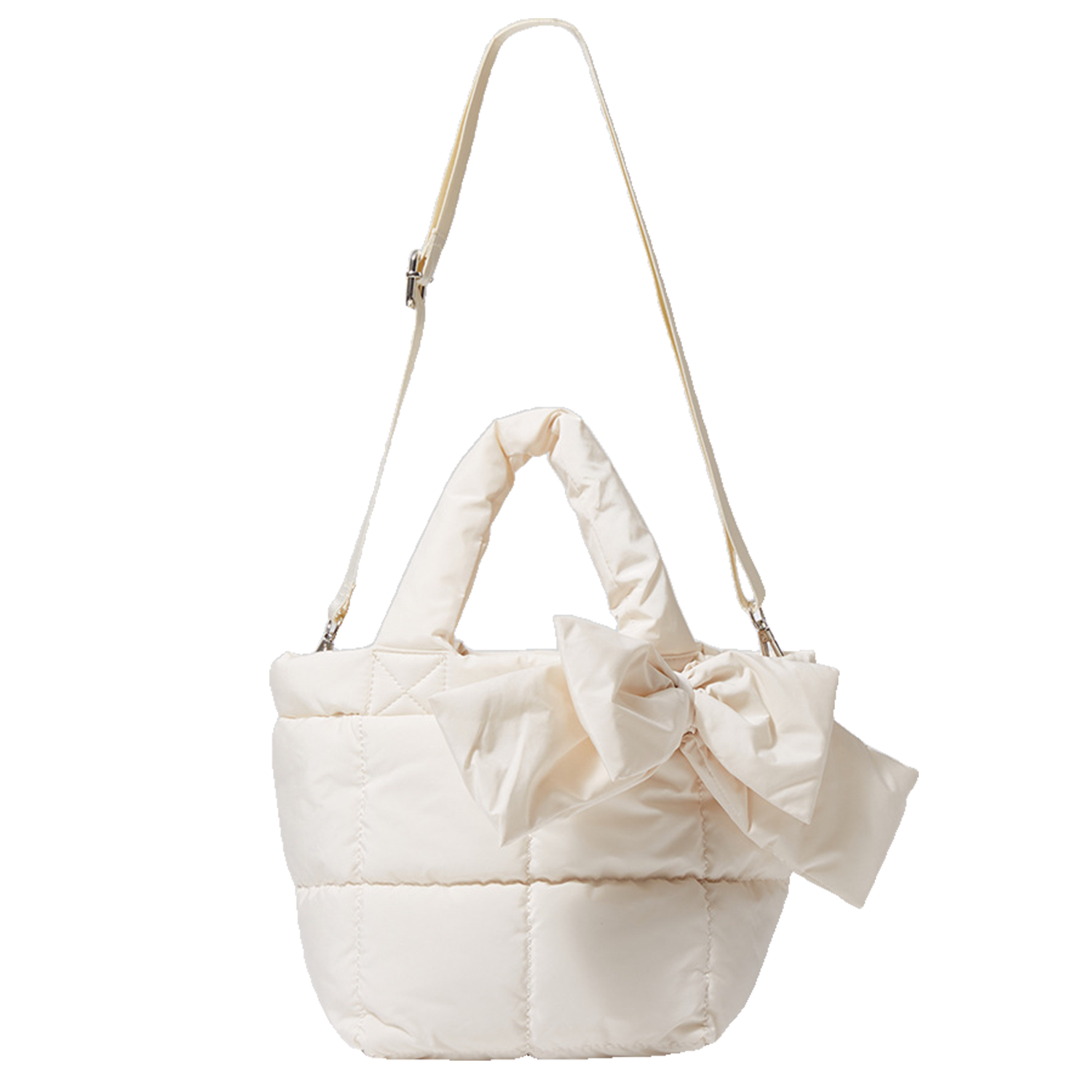 Female Simple Soft Down Bowknot Handbag Tote Bag 11