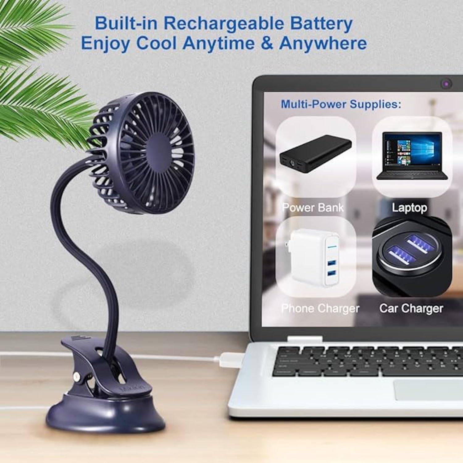 Portable USB Air Conditioner Hand Held Mini Fan W/ Clip 1