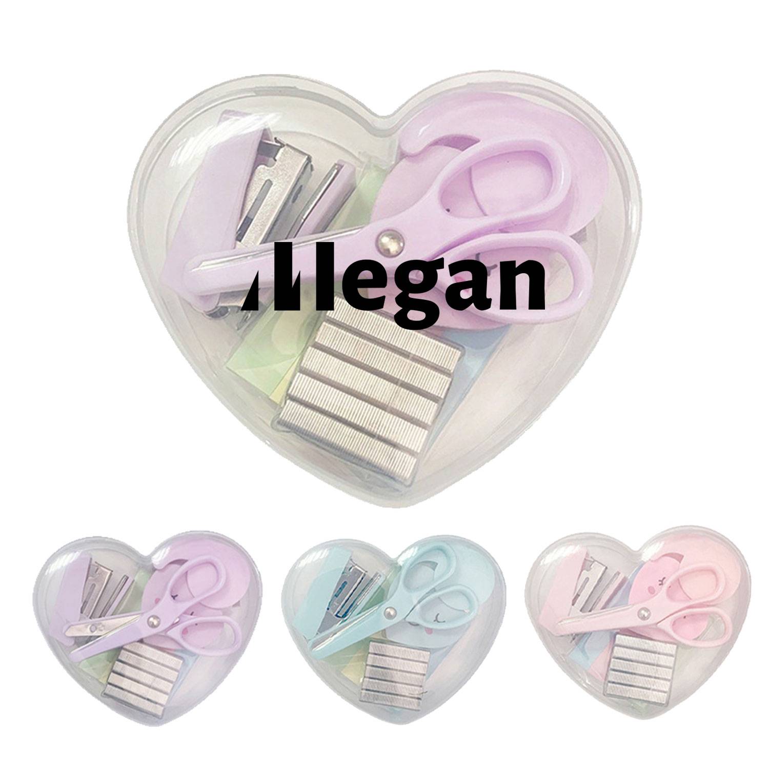 Heart Shaped Mini Multifunctional Stapler Stationery Set 6