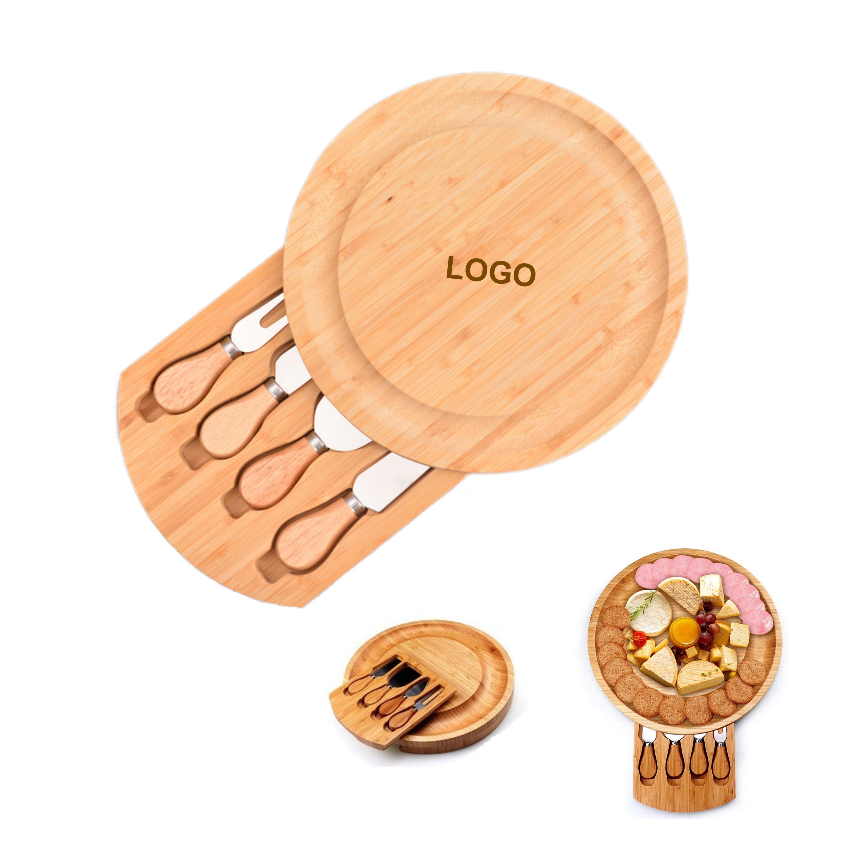 Bamboo Cheese Board and Knife Set (direct import) 2