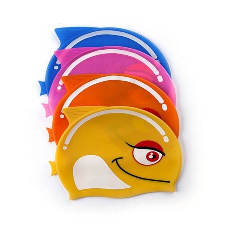swim caps for kids / children / boys / girls - cute fish silicone swimming cap - Highly elastic, Lar 2