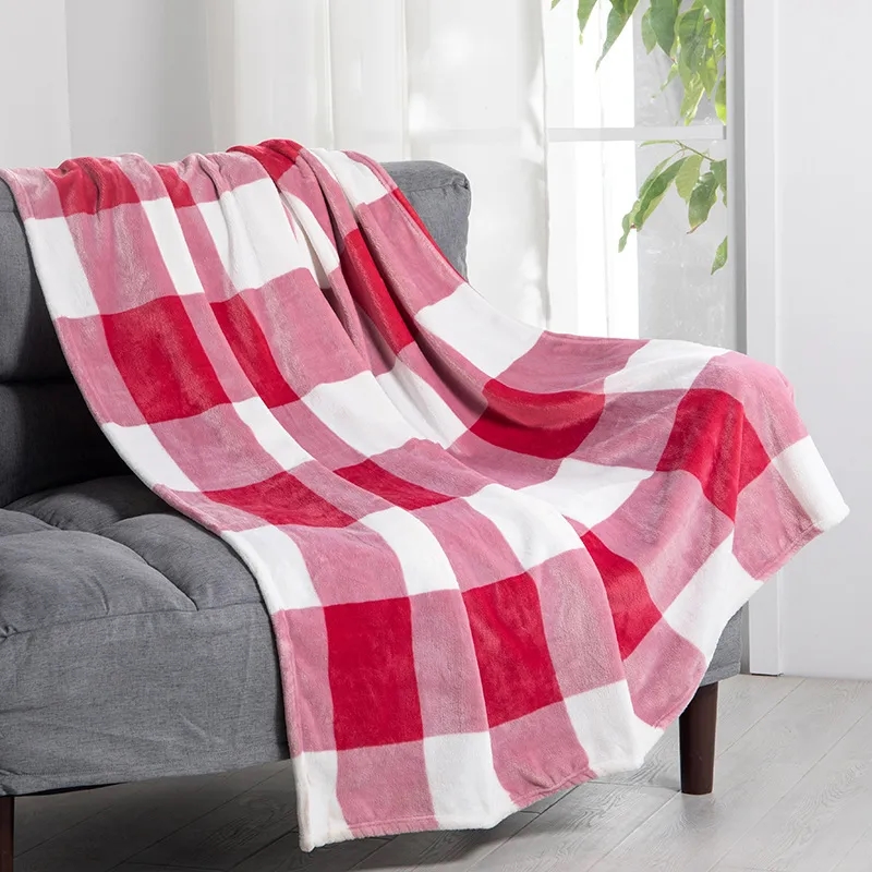 Polyester double-sided fleece plaid blanket 6