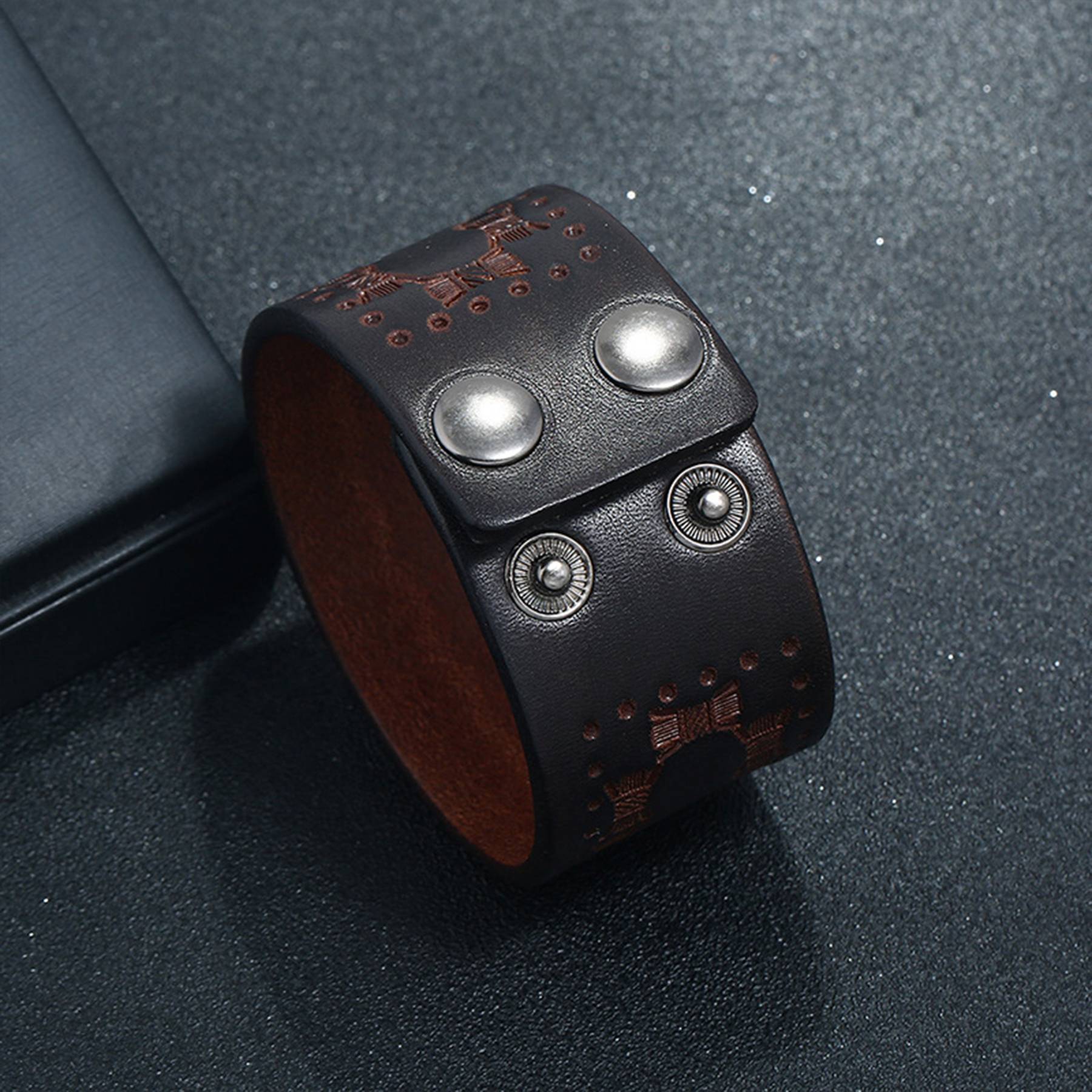Genuine Leather Punk vintage cowhide bracelet 5