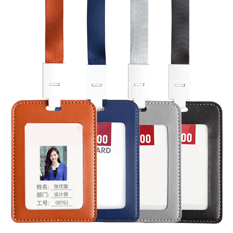 Leather ID Badge Holder with Lanyard 2