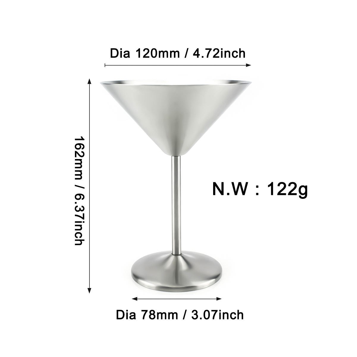 8oz 304 Stainless Steel Metal Wine Glasses Elegant Drinkware Goblets Martini Glasses Cup 3