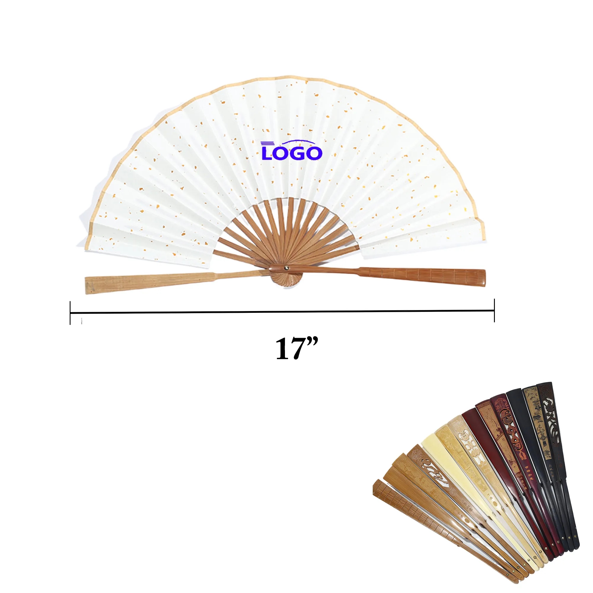 MOQ100 Multiple Sizes Bamboo Folding Advertising Fans" 3