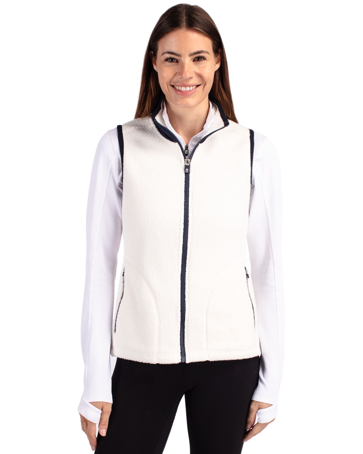 Cutter & Buck Cascade Epic Comfort Recycled Sherpa Fleece Womens Full Zip Vest 8