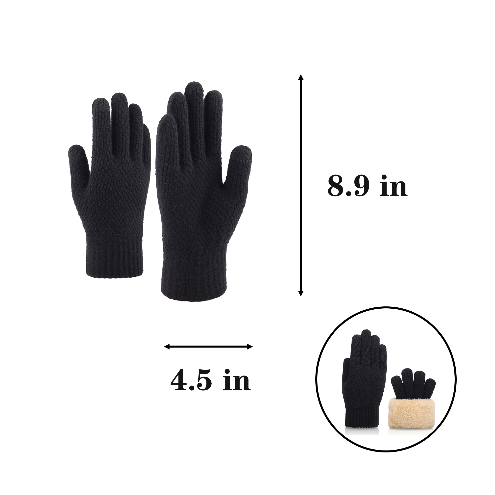 Knitted Warm Gloves With Soft Lining And Touch Screen Fingertips 6