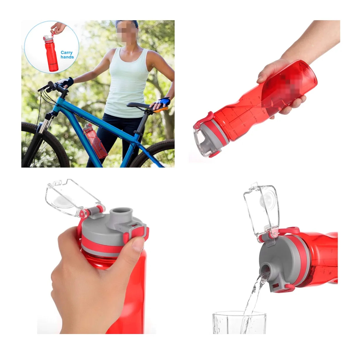34oz Reusable Flip Top Lid Outdoor Sports Water Bottle 3