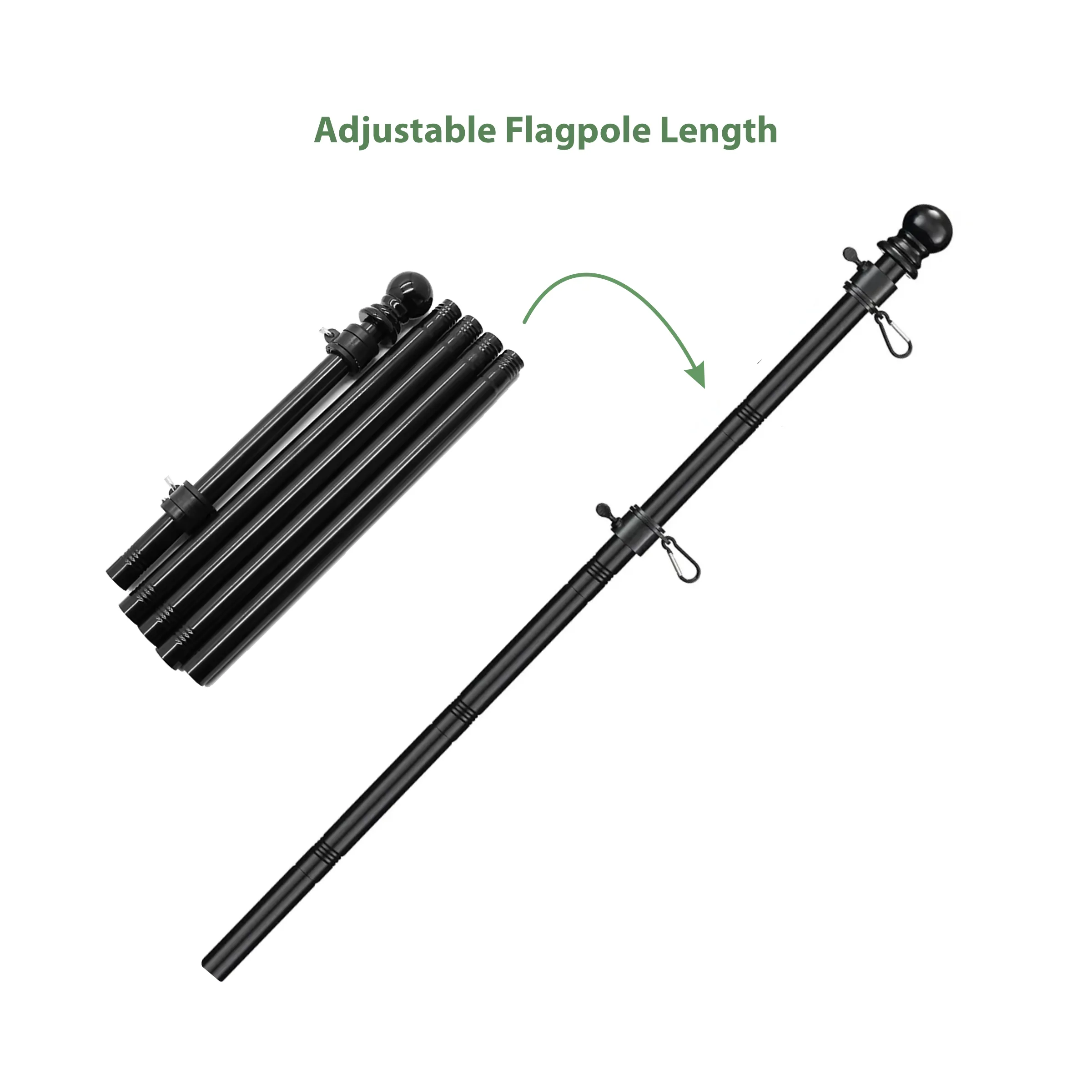 5' Flagpole with Rotating Clips 9