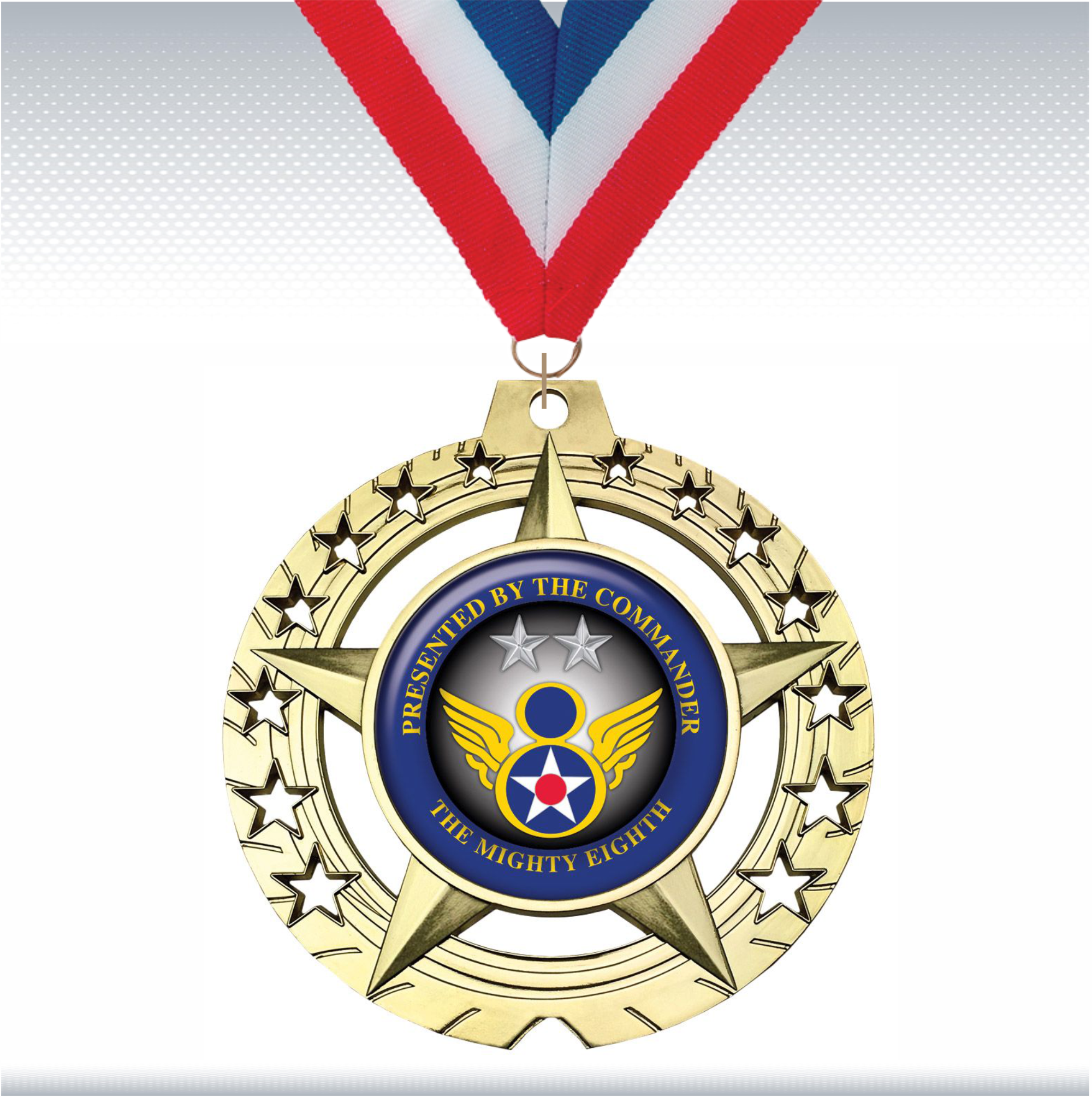 3 3/4" Antique Gold Star Insert Medal 31