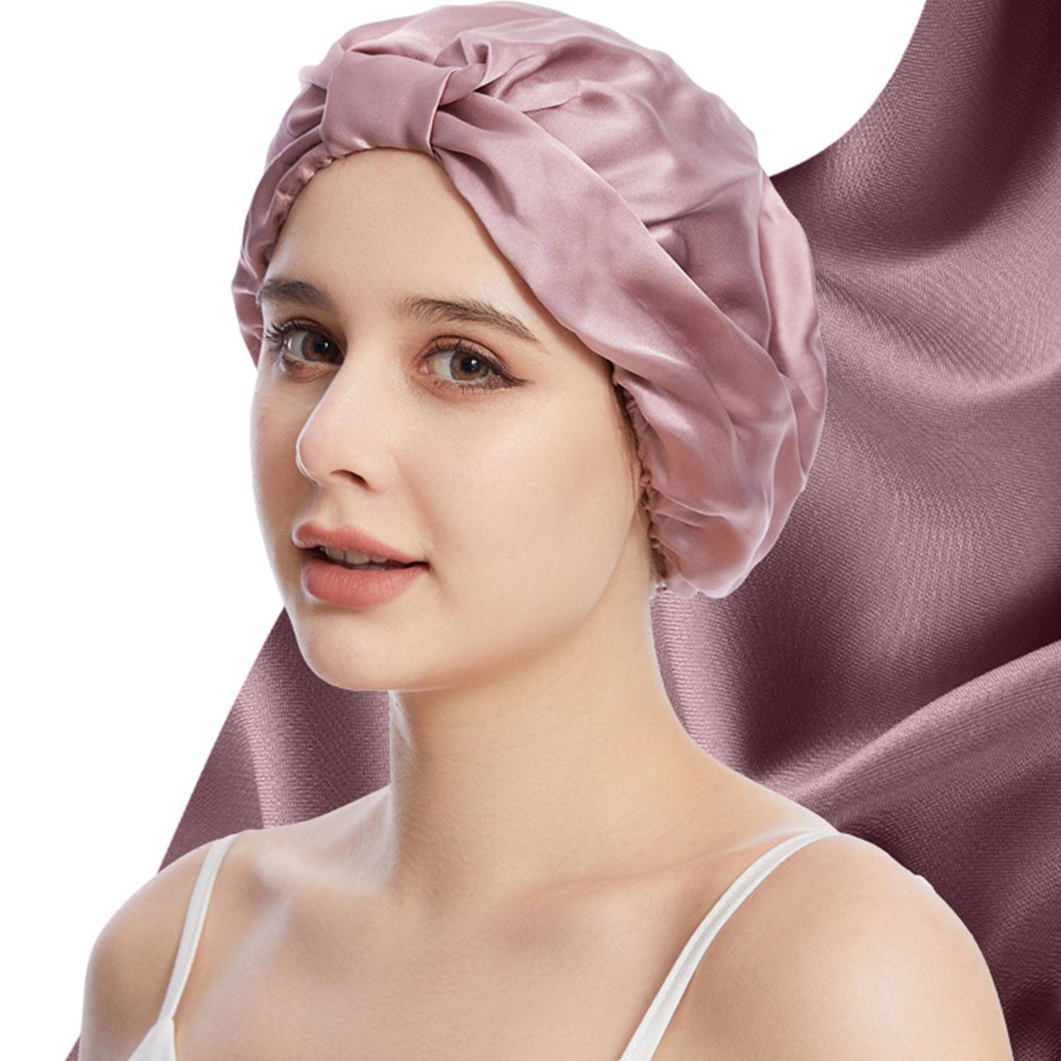 Mulberry silk turban sleep hat bonnet for woman 5