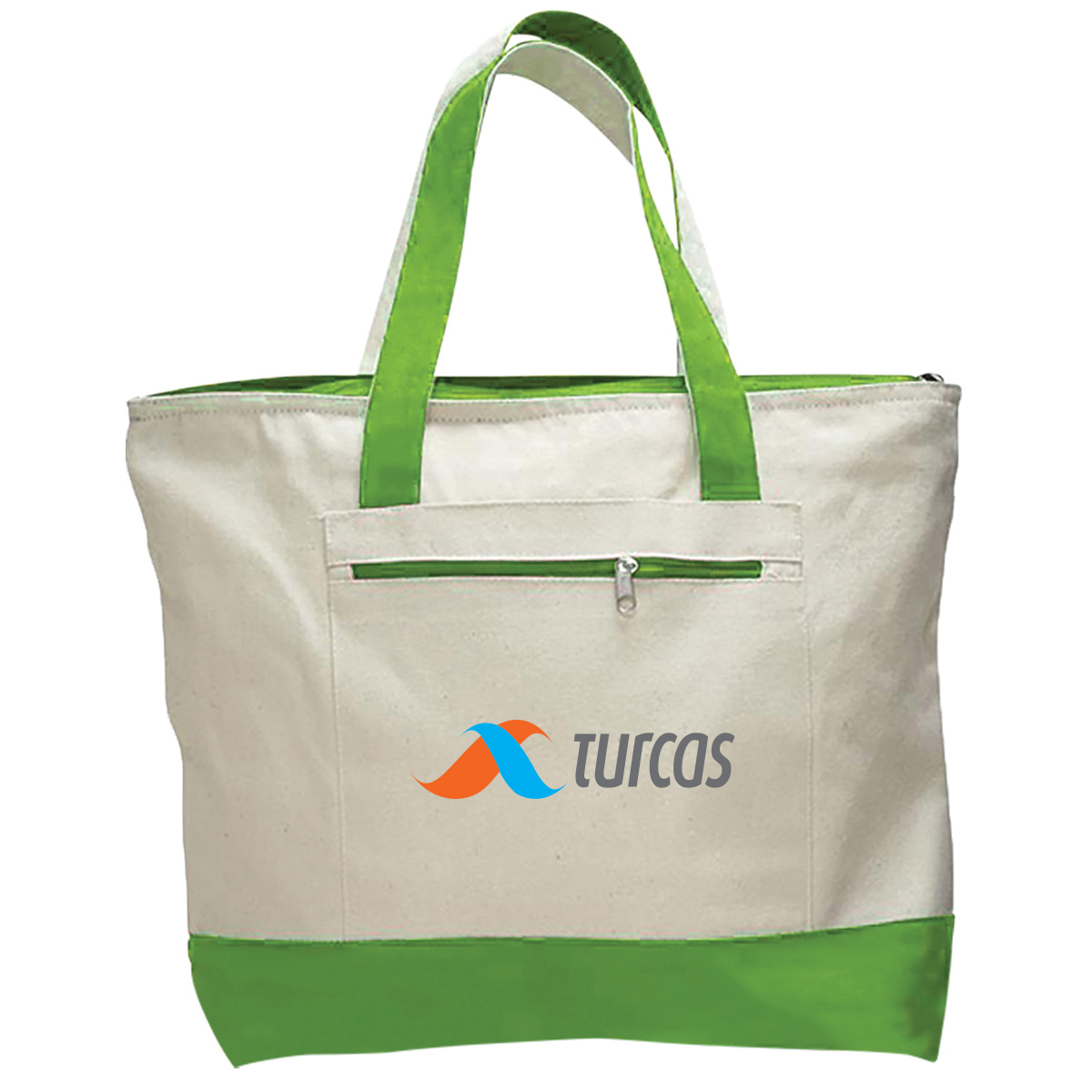 DailyMate Heavy Canvas Zipper Tote Bag with Color Handles, custom tote bag with logo imprint 20