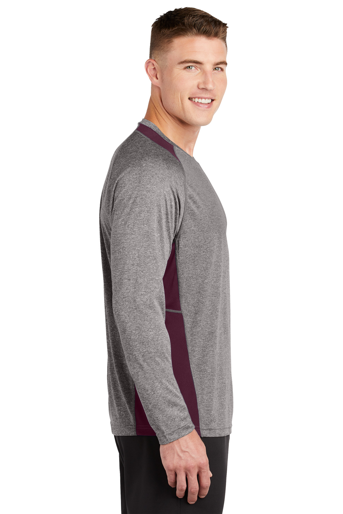 Sport-Tek Long Sleeve Heather Colorblock Contender Tee. ST361LS 9
