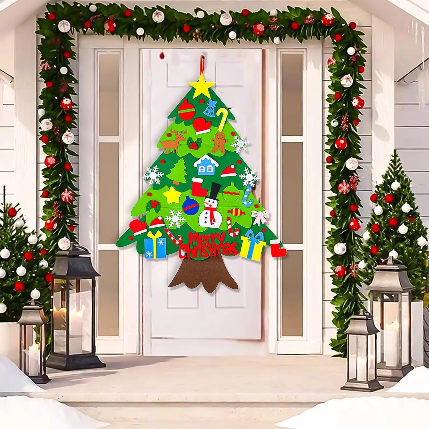 DIY Felt Christmas Tree Set with Ornaments for Kids 3