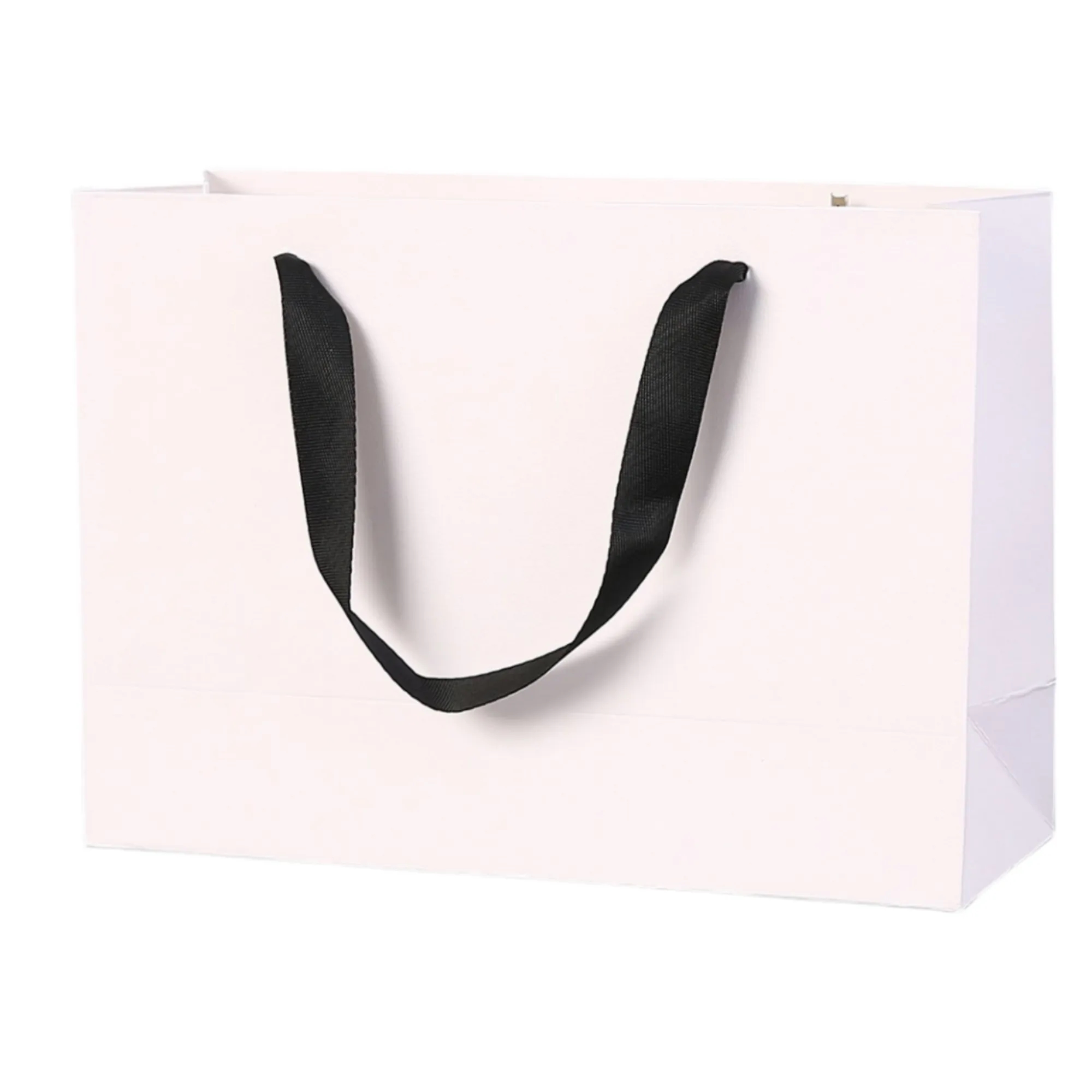 White Kraft Paper Shopping Bags with Ribbon Handles 4