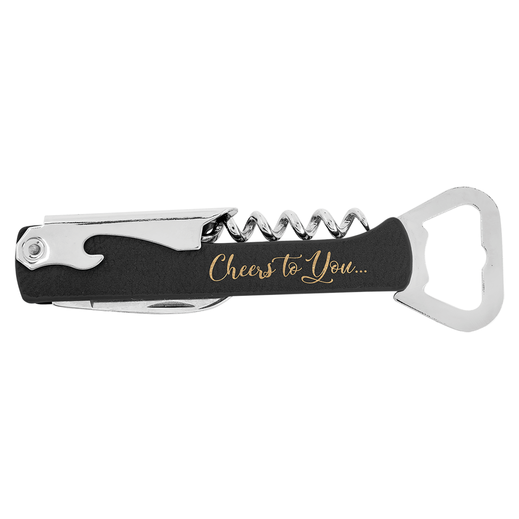 Black/Gold Leatherette Wine Bottle Opener