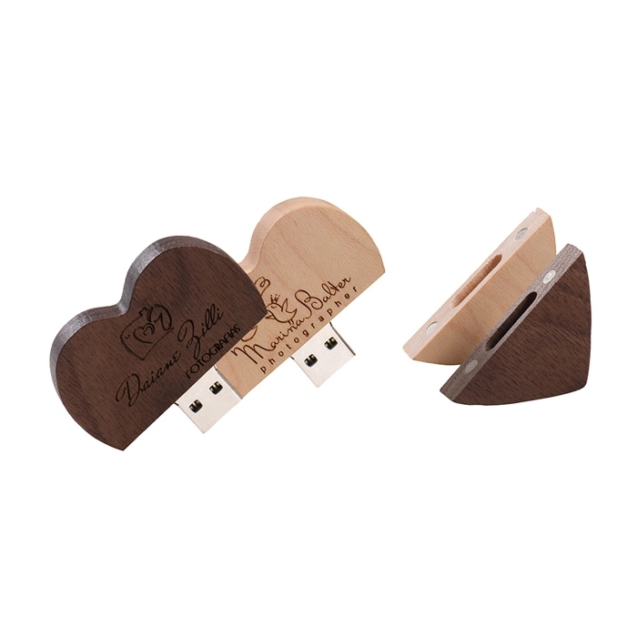 Wood Heart Shaped USB Flash Drive 2
