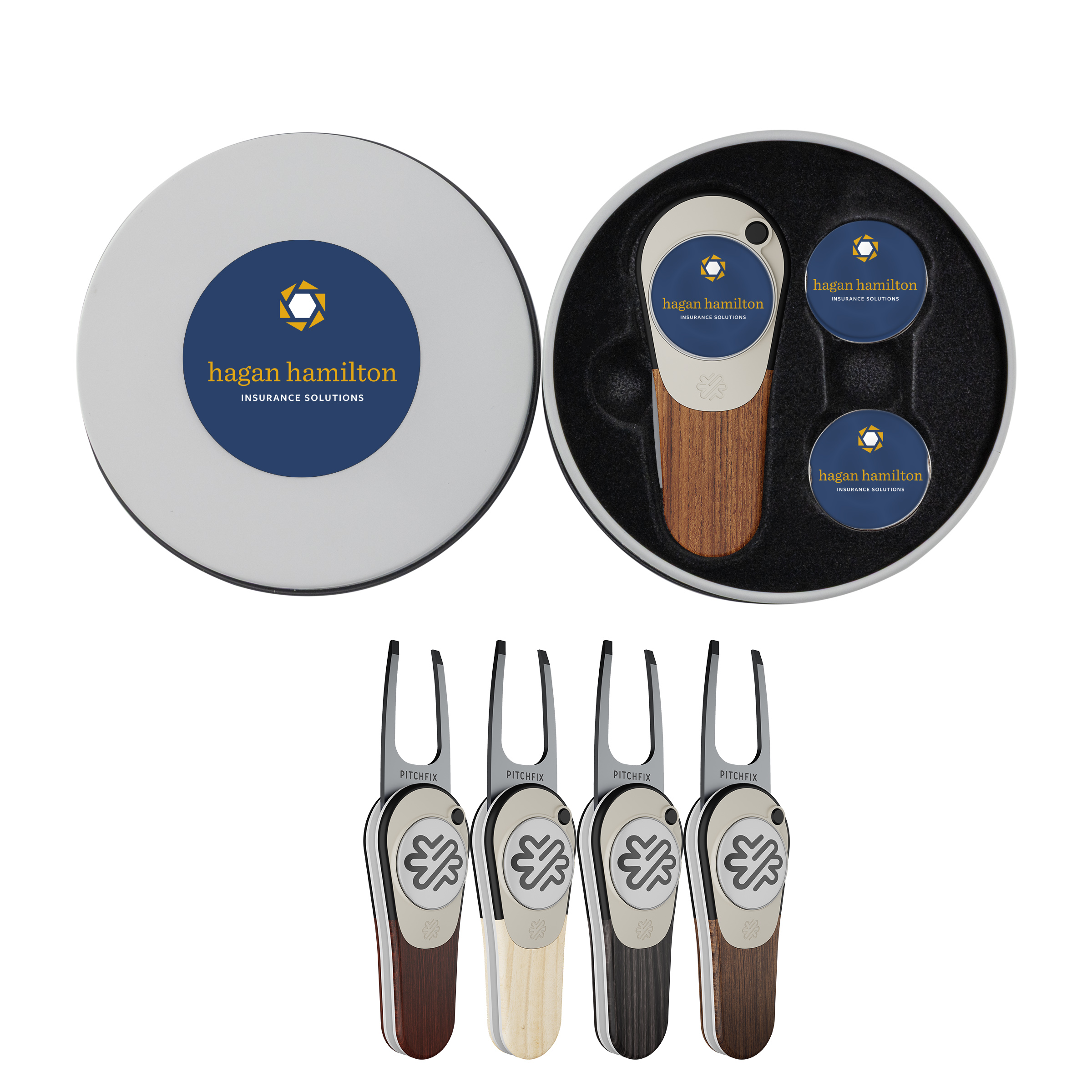 Pitchfix Woodie Golf Divot Tool Deluxe Gift Set 4