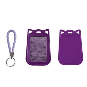 Cat Ear Shaped PU Leather Card Case With Keychain 17