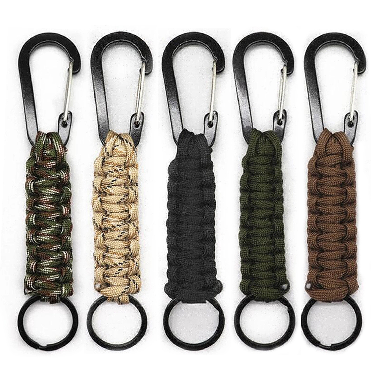 Military Braided Paracord Carabiner Keychain Clip 1