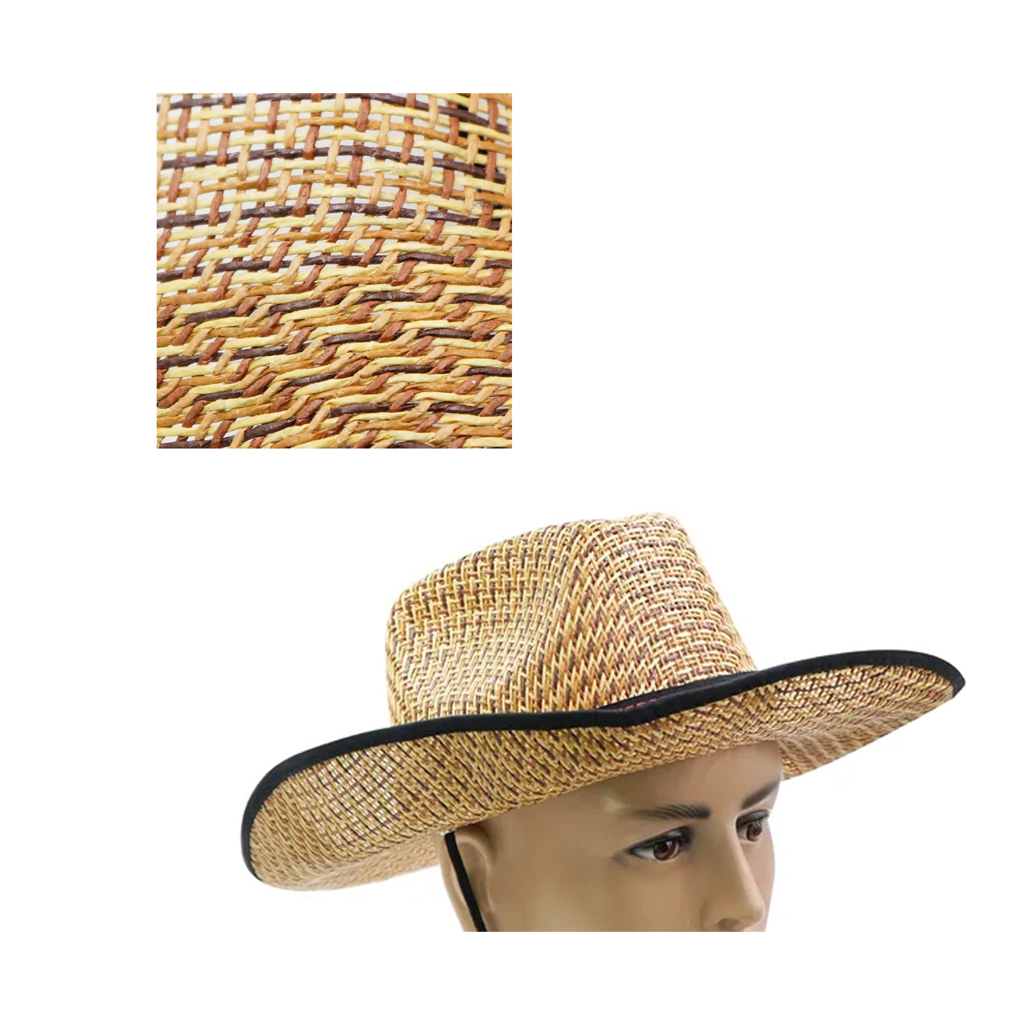 Band Outdoor UV Protection Straw Cowboy Hat 3