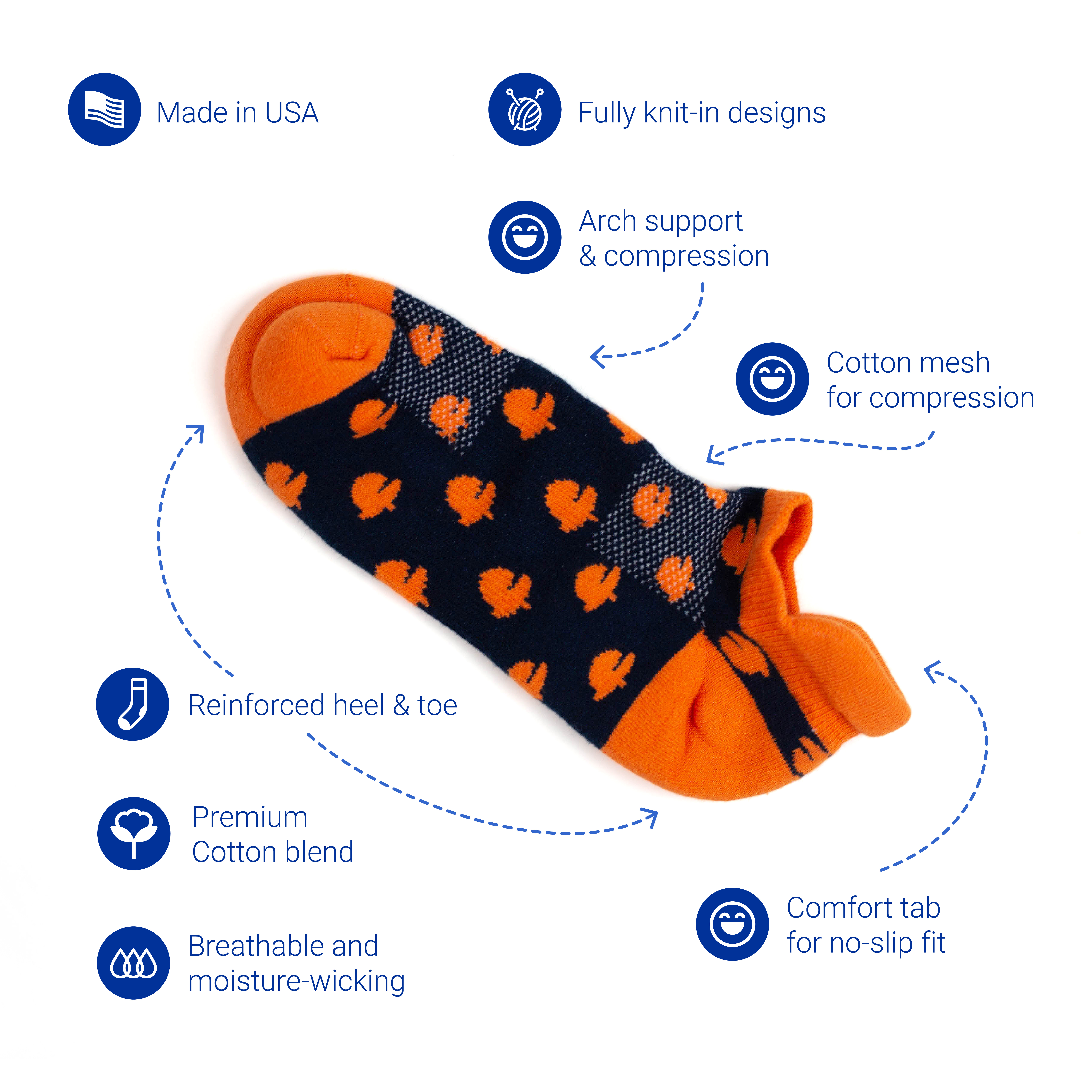 Custom Knit Cotton Ankle Athletic, Performance, and Sports Socks 4