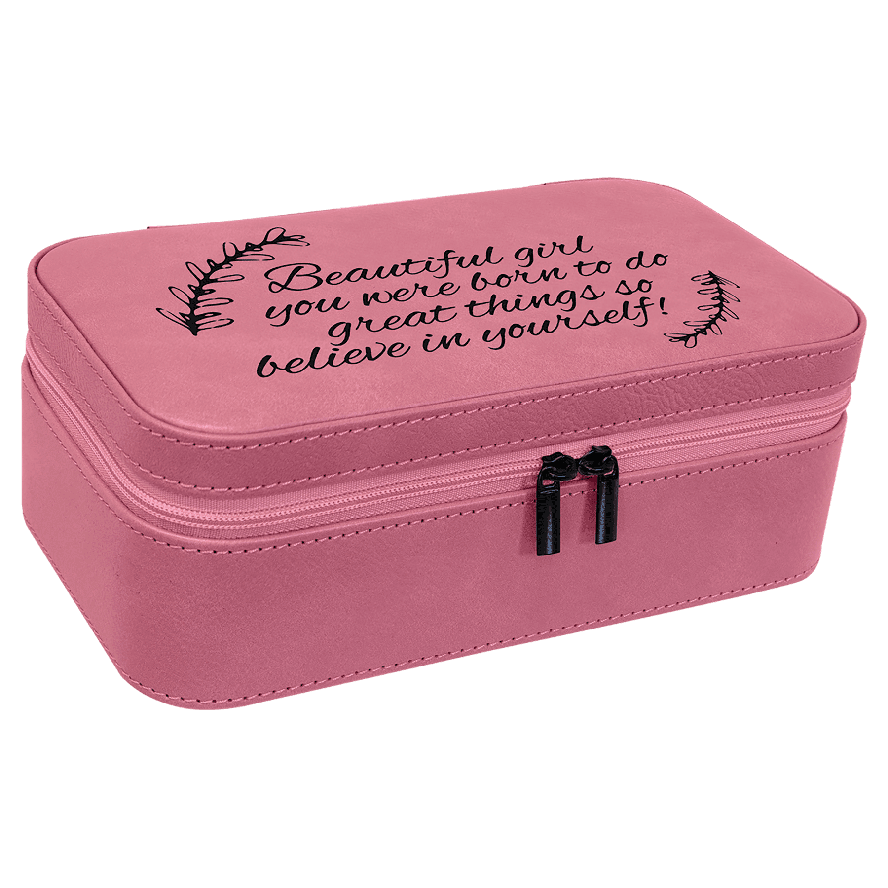 7 1/2" X 4 1/2" Pink Leatherette Jewelry Box 2