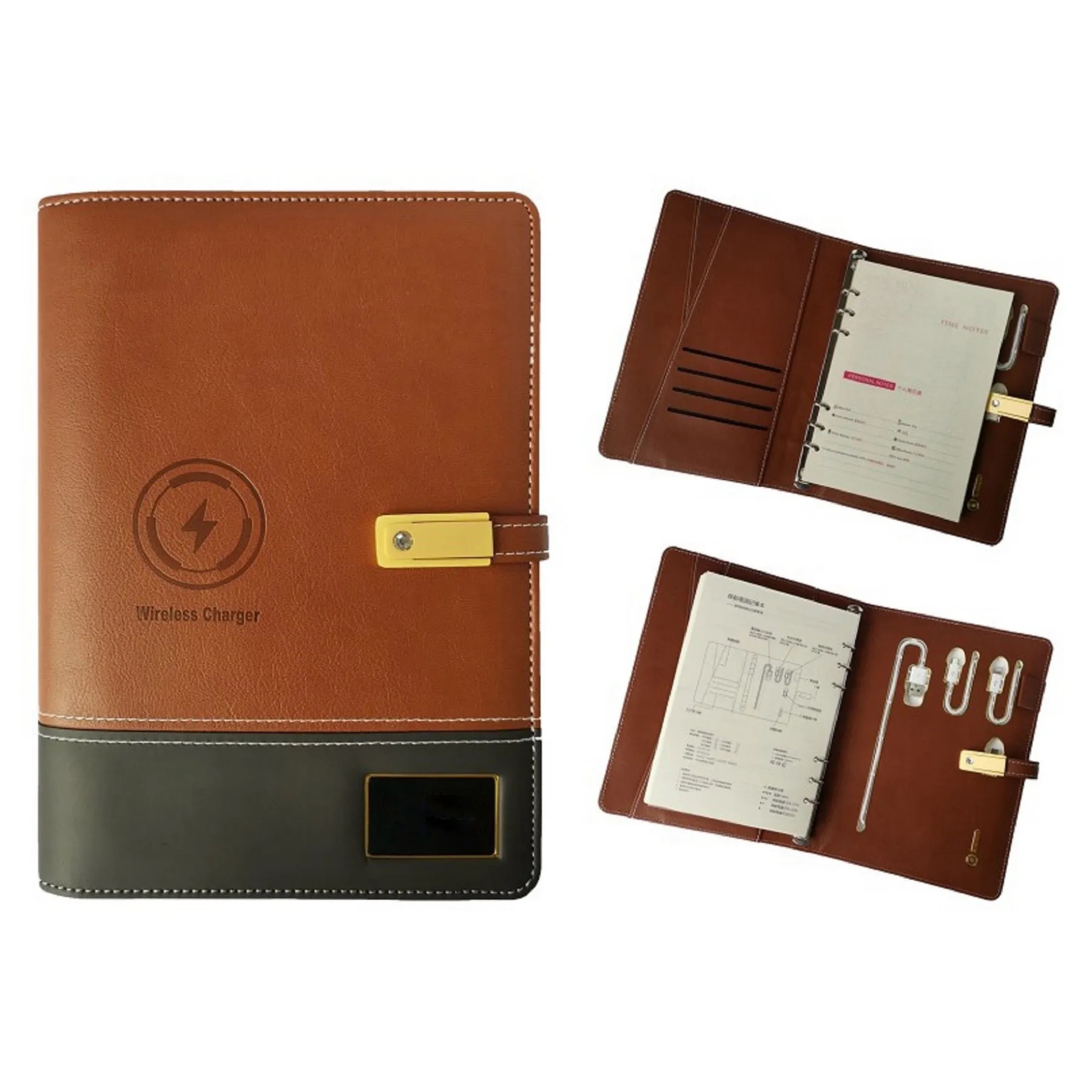 PU Leather Notepad w/ 8000mAh Power Bank & Wireless Charger 4