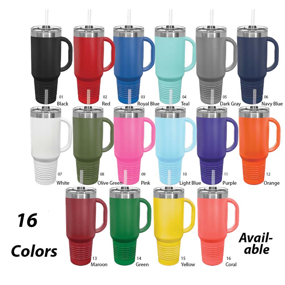 40 Oz. Olive Green Tumbler Mug w/Handle and Snap Lid 3