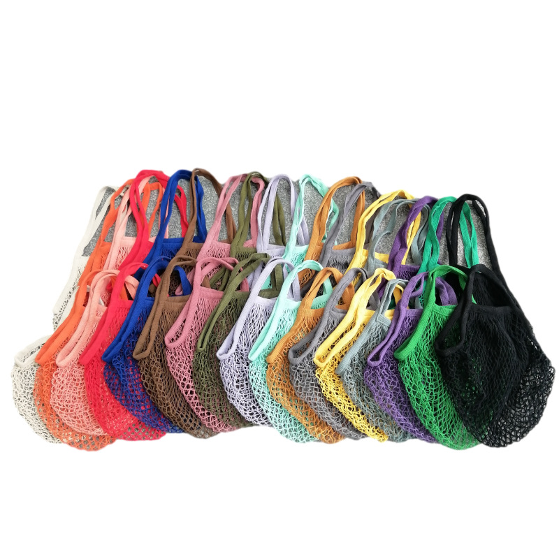 Short Handle Cotton String Net Shopping Grocery Bags 7