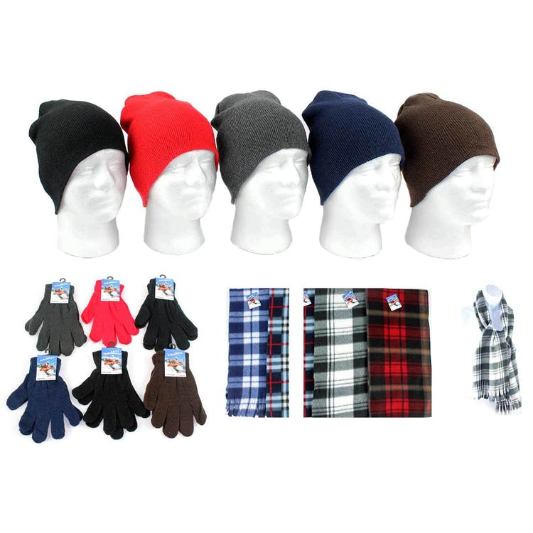 Adult Beanie Gloves & Scarf Combo - Assorted 1
