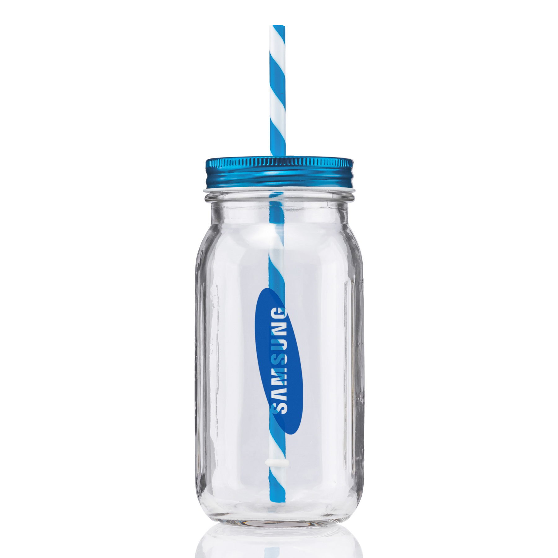 20 oz Mason Jason with Striped Straw Glass 2
