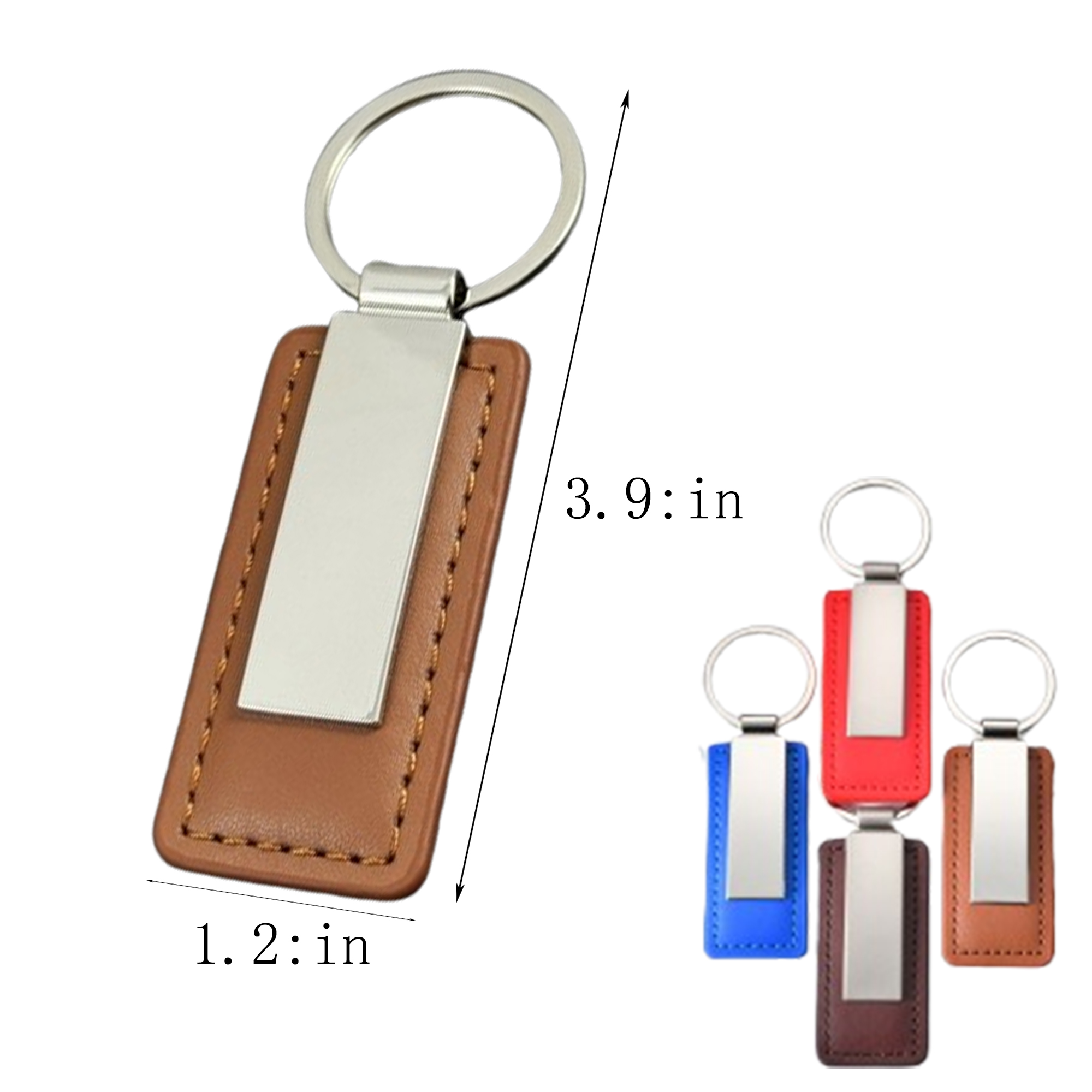 Customizable Metal And Leather Keychain 2