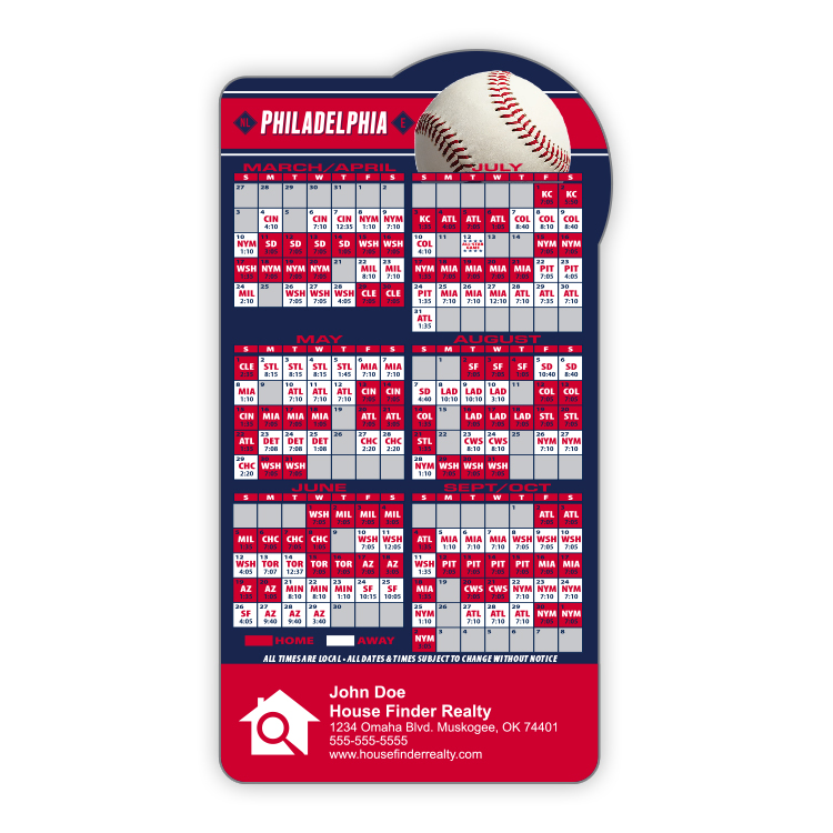 Magnet Sport Schedules - Baseball Shape (3.875x7.25) - 25 mil. 3