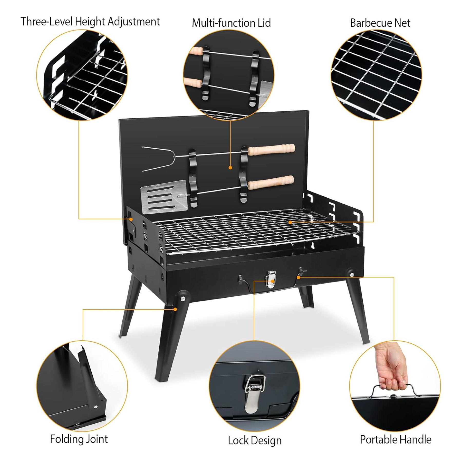 Portable Folding Camping Grill with BBQ Accessories 3
