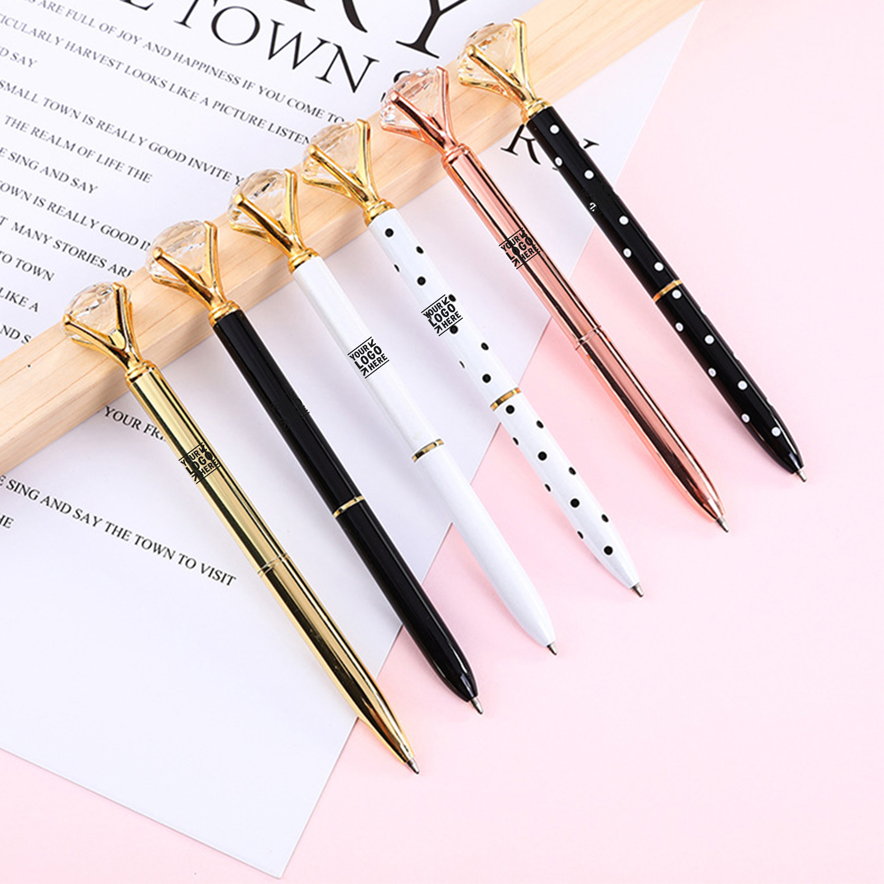 Rose Gold Pen with Big Crystal Diamond  2