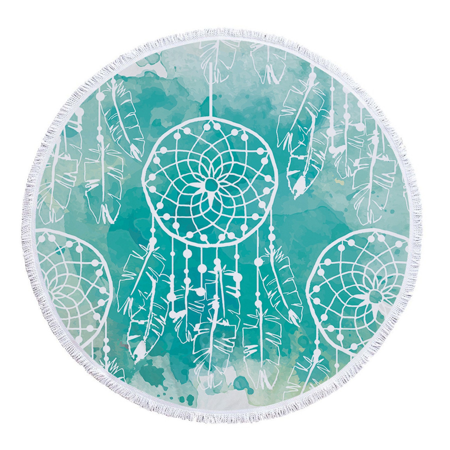 Dreamcatcher Printing Round Beach Towel With Tassels 13