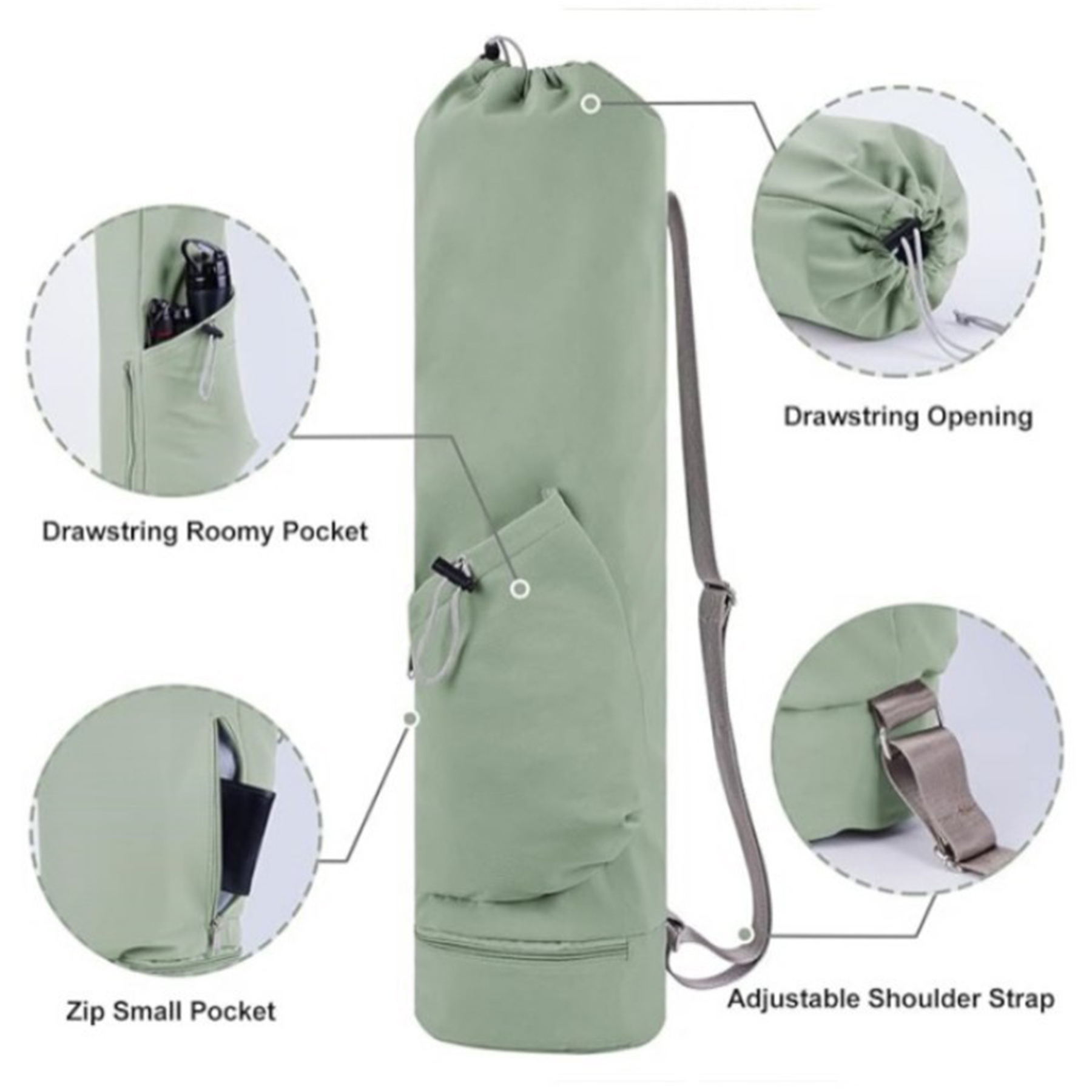 Yoga Mat Bag with Water Bottle Pocket and Bottom Wet Pocket 2