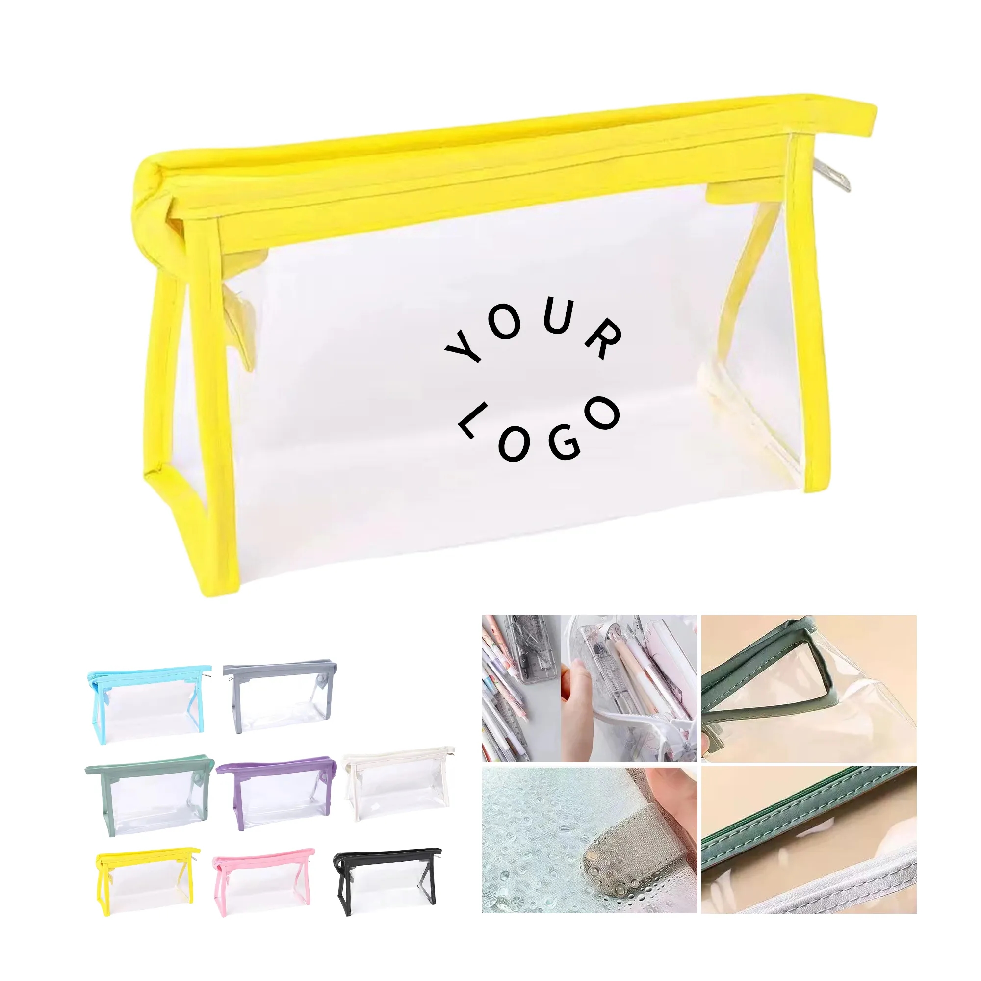 Clear Vinyl Toiletry Pouch, custom plastic bag with logo imprint 2