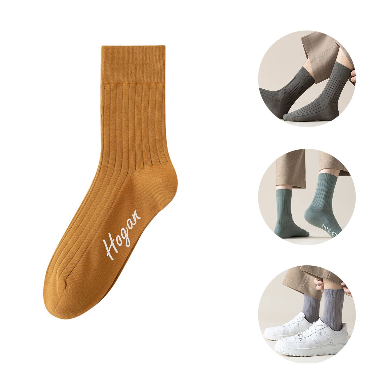 Men Sweat-Absorbing Solid Color Boneless Cotton Socks 9