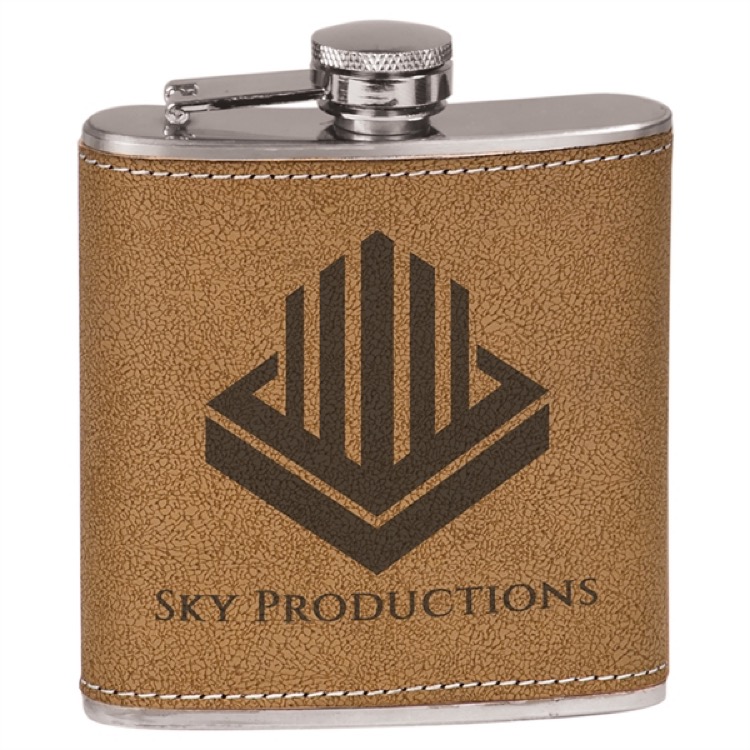 6 oz. Leather Flask Set
