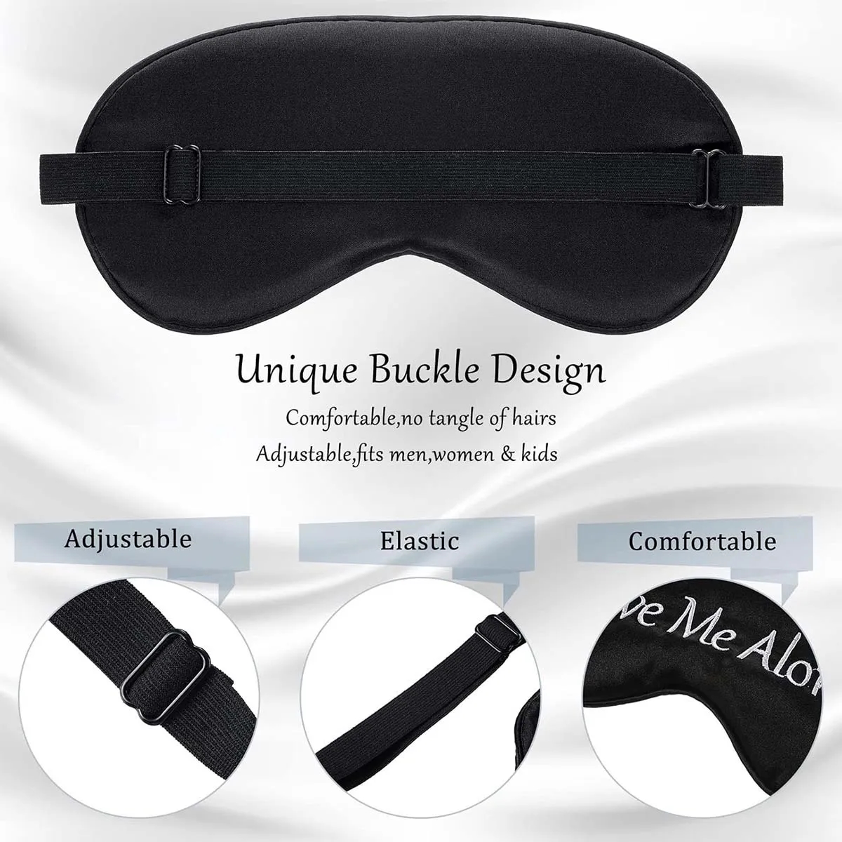 Custom Soft Blackout Adjustable Strap Sleep Eye Mask 4