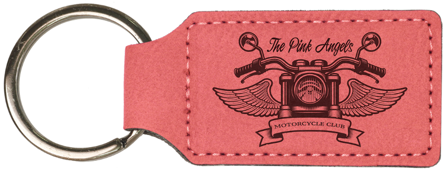 2 3/4" x 1 1/4" Pink Leatherette Rectangle Keychain 1