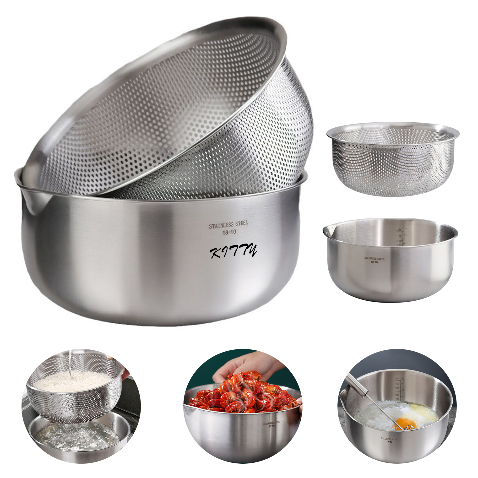 Thickened Stainless Steel Drain Basket Set