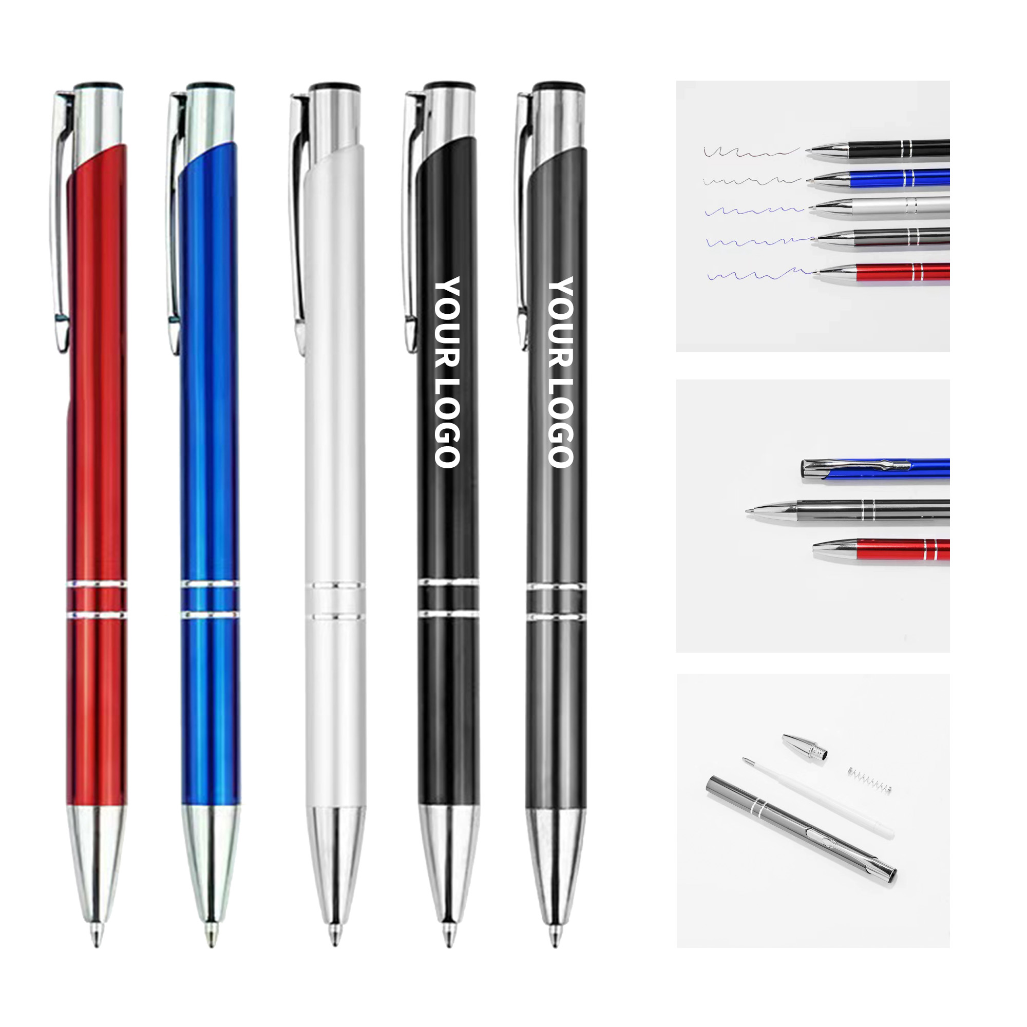Metal Click Action Ballpoint Pen With Refill 6