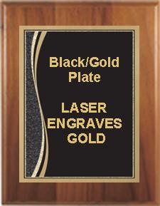 7" x 9" Cherry Finish Plaque with a Black Marble Patina Plate 2