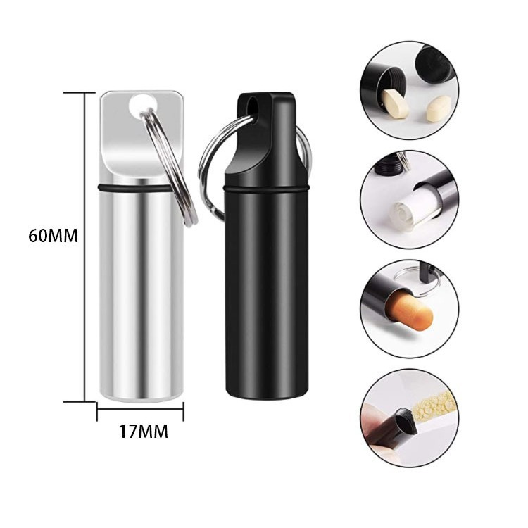 Alloy Mini Pill Organizer Case Keychain 3