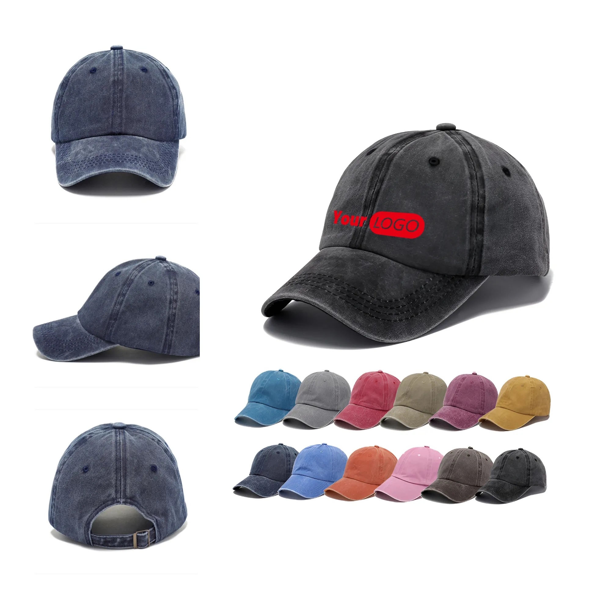 MOQ50 Washed Embroidery Baseball Cap