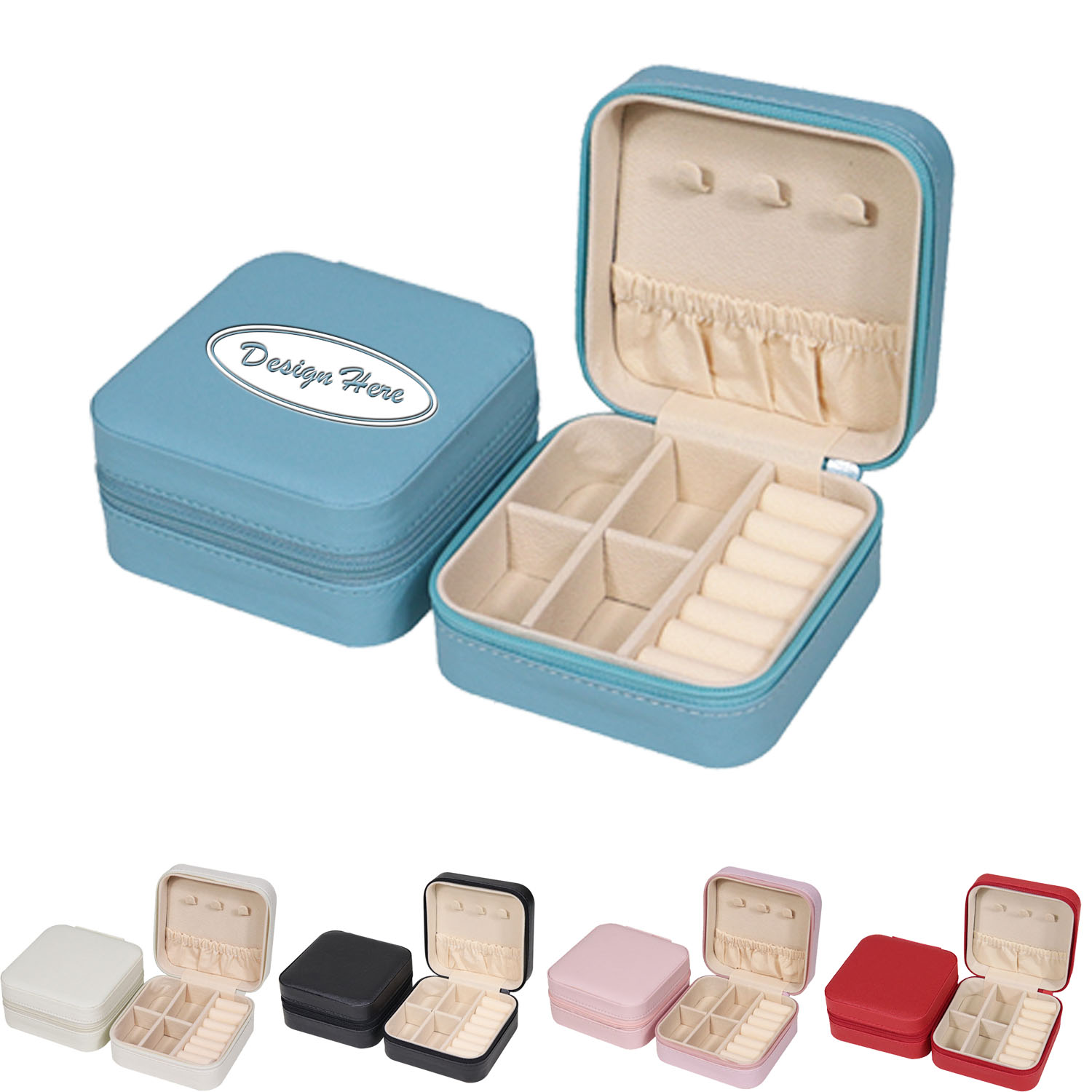 Compact PU Leather Jewelry Case for Rings & Pendants, Portable 5